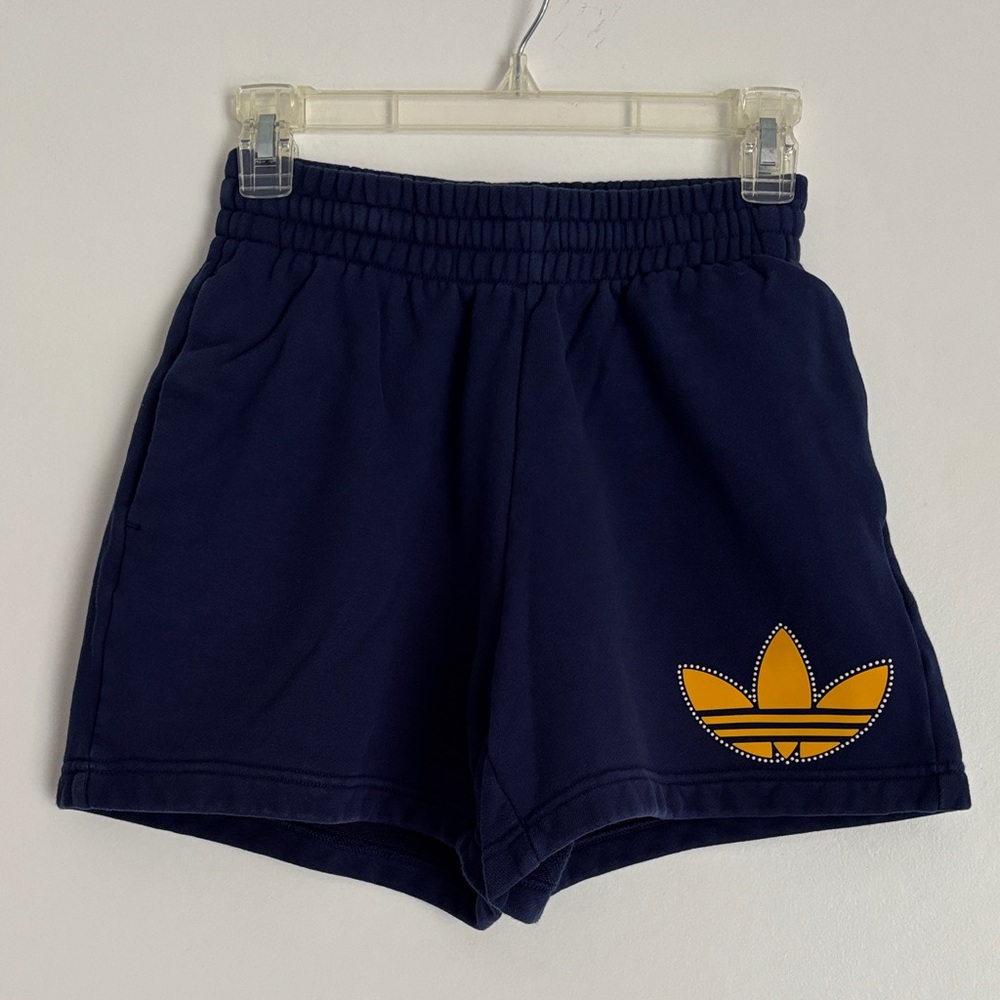 Adidas Women's Navy and Gold Athletic Shorts